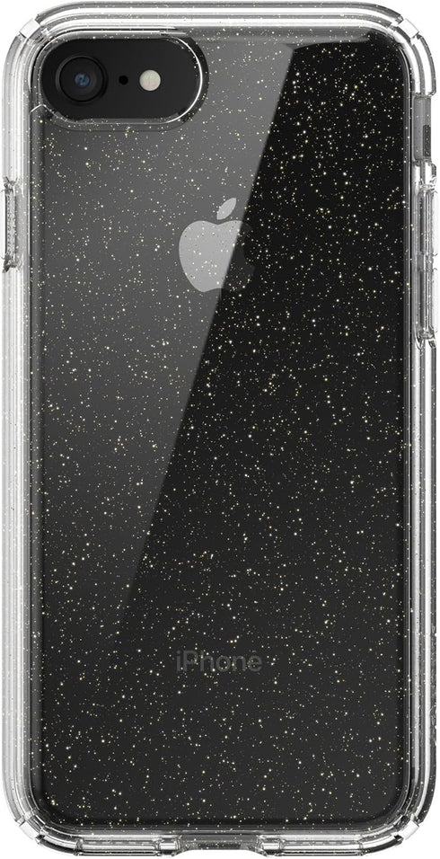 Speck Products Presidio Perfect-Clear with Glitter iPhone SE (2022)| iPhone SE (2020)| iPhone 8| iPhone 7 Case, Clear with Gold Glitter...
