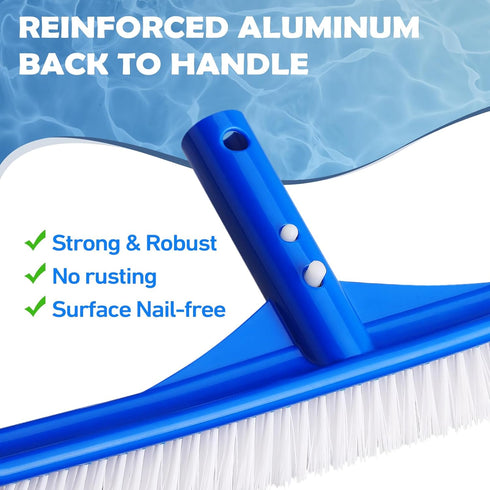 Pool Brush - 17" Pool Brush Head for Cleaning Pool Walls, Curved Ends High-Efficiency Pool Scrub Brush, Premium Nylon Bristles Pool Brush Head...