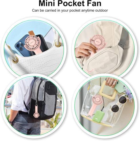 Portable Handheld Fan,2 IN 1 Mini Personal Fan, Small Desk Fan with Keychain Stand, Powerful Cooling Fan, Quiet Hand Fan, Beach Travel Fan, USB Re...