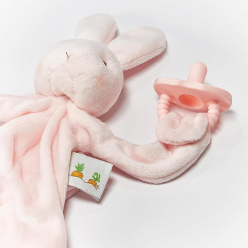 Bunnies By The Bay "Blossom" Bunny Silly Buddy - Animal Pacifier Holder Plush Toy with Velcro Loop Attachment - 10" (25cm) Size...