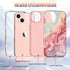CASEFIV Compatible with iPhone 13 Case, Marble Pattern 3 in 1 Heavy Duty Shockproof Full Body Rugged Hard PC+Soft Silicone Drop Protective Girls W...