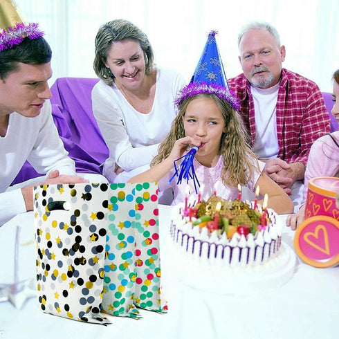 HABILE 48 Pack Plastic Party Gift Bag, Durable Return Gift With Handles, Plastic Candy Bag For Goodie, Party Favor Bag For Kids Birthday (Polka Do...