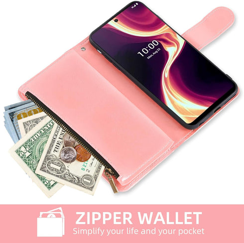 Asuwish Phone Case for Boost Mobile Celero 5G Plus 7 inch 2023 Wallet Cover with Tempered Glass Screen Protector and Flower Leather Flip Credit Ca...