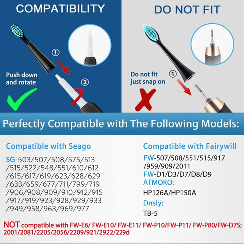 Toothbrush Heads for FairyWill, Replacement Brush Heads for Fairy Will, Electric Toothbrush Replacement Heads for Fairywill FW-507/508/551/515/917...