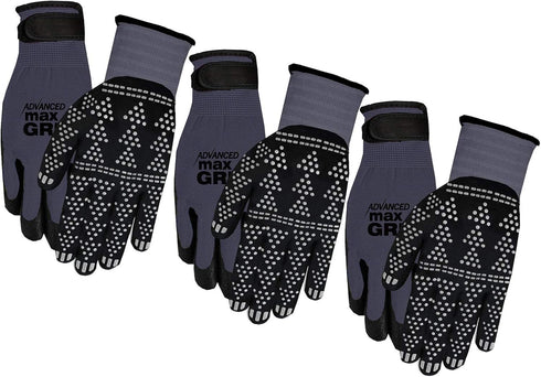 Advanced Max Grip 3 Pack Gloves, Gray...