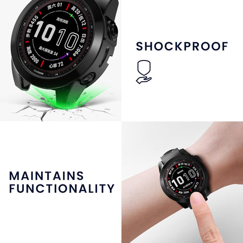 kwmobile Cover Compatible with Garmin Fenix 7S / Fenix 7S Solar - Cover Silicone Case for Fitness Tracker - Black/Silver...