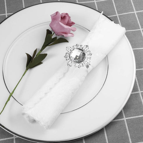 VORCOOL 12pcs Napkin Rings Napkin Holders Wedding Banquet Dinner Decoration (Silver)...