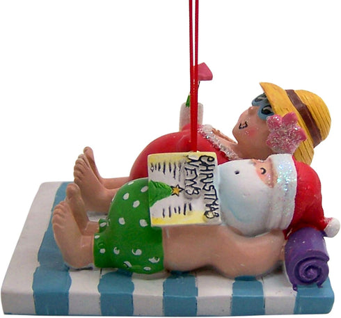 Santa and Mrs. Claus at The Beach Ornament, Vacation Themed Decoration, 2 1/2 Inches...