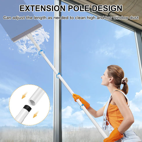 SetSail Window Squeegee, 2-in-1 Small Squeegee for Window Cleaning All-Purpose Compact Size Window Cleaner Tool with 42 Inch Extension Pole Profes...