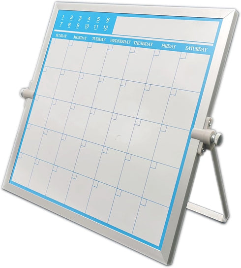 Magnetic Dry Erase Board Calendar- Easy to Clean,Desktop Double Side Monthly Whiteboard with Stand,10 Inch X 10 Inch, Portable Mini White Board Ea...