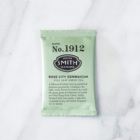 Smith Teamaker | Rose City Genmaicha No. 1912 - Sencha, Genmai, Mao Feng Green Tea & Rose Petals | Caffeinated Roasted Rice Full Leaf Green Tea Bl...