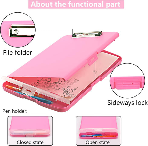Clipboard with Storage, Side Open Nursing Clipboard Foldable Storage, Nurse Clipboards with Low Profile Clip, Waterproof Plastic Clipboards for Of...