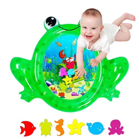 Frog Baby Water mat, Tummy time Baby Toys, Inflatable Play Mat Water Cushion Baby Toys, Fun Early Development Activity Play Center for Newborn (93...