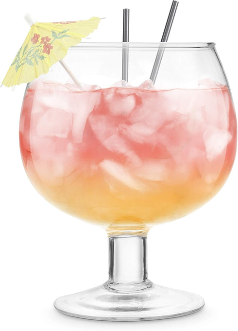 Final Touch Fishbowl Glass - Extra Large Unique Drinking Cup for Oversized Margaritas, Daiquiris, Blue Lagoons - 44 Oz Fun Drinkware with Thick St...