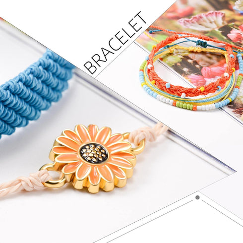 SUNSH 5PCS Boho Woven Sunflower Bracelets for Women Couple Handmade Wrap Rope Charm Beach Surf Braided Adjustable Strings Boyfriend Girlfriend Mot...