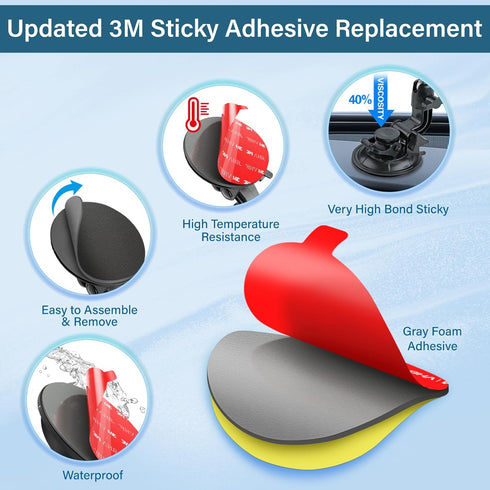 volport Sticky Adhesive Replacement for Dashboard Suction Cup Mount, 80mm (3.15") 4pcs 3M VHB Circle Double-Sided Extra Strong Adhesive Sticker Ta...