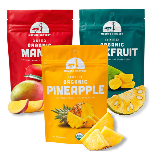 Mavuno Harvest Organic Dried Fruit Variety Pack | Dried Mango, Pineapple, and Jackfruit | Healthy, Vegan, No Sugar Added, Non GMO Snacks for Kids ...