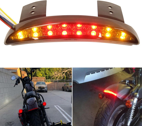 Motorcycle Chopped Rear Fender Edge LED Brake License Plate Tail Light Stop Running Light Turn Signal Lamp for Harley Sportster XL883N 1200N XL120...