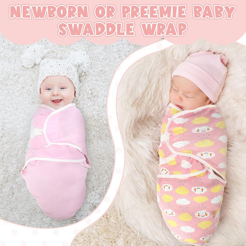 4 Pcs Preemie Baby Swaddle Preemie Swaddle Wrap Adjustable Swaddle Blanket Preemie Size Newborn Cotton Swaddle Blanket for Preemie Boys Girls Slee...