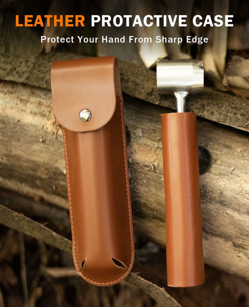 Bushcraft Hand Auger Wrench, Heavy-Duty Scotch Eye Wood Auger, Hand Auger Wood Drill, Manual Hole Maker Multitool with Leather Case for Camping, O...