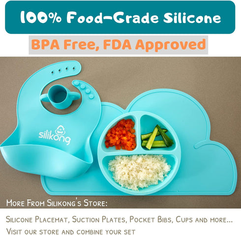 Divided Silicone Plates for Toddlers | BPA Free | Dishwasher, Microwave and Oven Safe | Kids Plates with Dividers (Boys)...