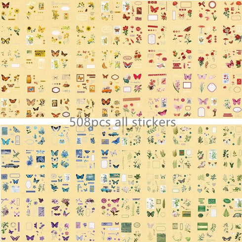 508pcs DIY Aesthetic Scrapbooking Supplies Kit - Vintage Junk Journal Kit Mystical Jungle Journal Stickers for Journaling Plant Butterfly Flower M...