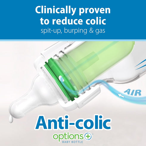 Dr. Brown’s Natural Flow® Anti-Colic Options+™ Narrow Baby Bottles 8 oz/250 mL, with Level 1 Slow Flow Nipple, 3 Pack, Purple, 0m+...
