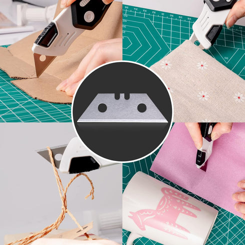 FOSHIO 10 Pack Utility Knife Blades, Heavy Duty Box Cutter Blades SK5 Carbon Steel, Standard Replacement Razor Blades Utility Knife for Leather, R...