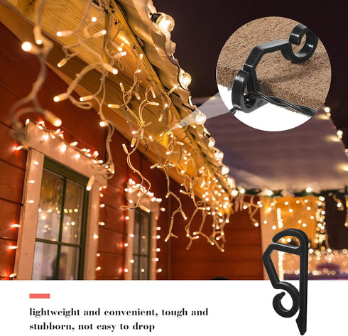 Marsui 120 Pieces Christmas Light Clips Outdoor Gutter Hooks Plastic Seasonal Weatherproof Clips Holiday Fence Hooks for Christmas Roof Tree Outsi...