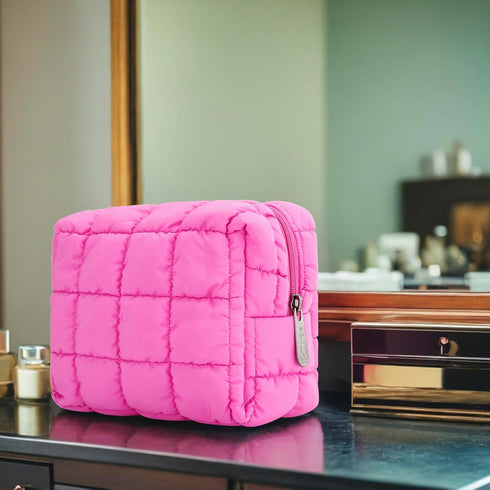 E-Tree Cute Makeup Bag,Quilted Cosmetic Bag,Make up Pouch for Purse,Toiletry Zipper Pouch,Checkered Bag,Travel Case,Storage Pouches for Organizati...