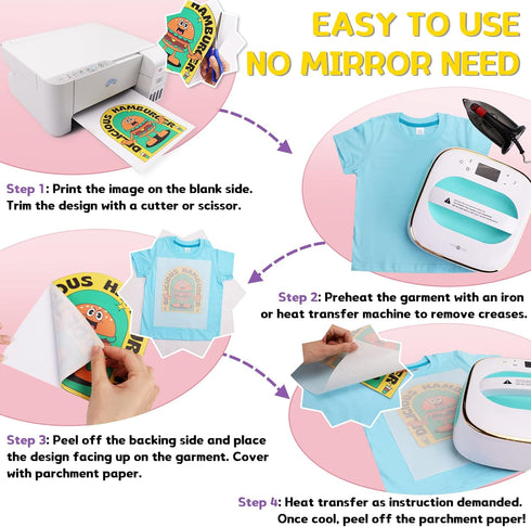 HTVRONT Iron on Transfer Paper for Light T Shirts -10 Pack 11x17" Heat Transfer Paper for Inkjet Printer, Easy to Use Printable Heat Transfer Viny...