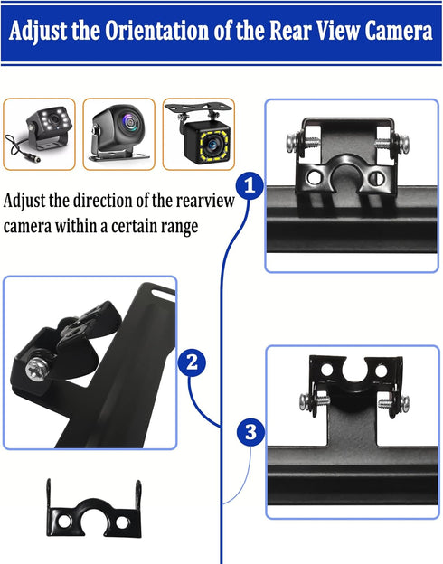 Aootf Universal Car Rear View Camera License Plate Bracket Kit, Black License Plate Frame and Backup Camera Holder, Dash Cam Mirror Camera Mount K...