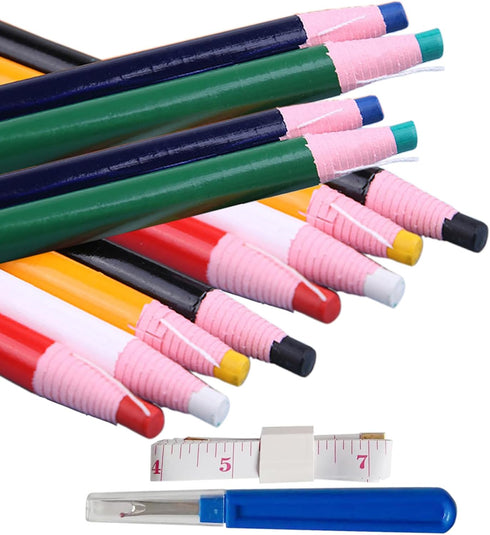 Dinggaogao 6 Colors 12 Pieces Sewing Mark Pencil Tailor's Marking and Tracing Tools,1 Soft Tape Measure,1 Thread Remover, Free Cutting Crayons Sew...