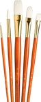 Princeton RealValue Paintbrush, Round 1,6,Bright 6,Filbert 8,Flat 12, Orange...