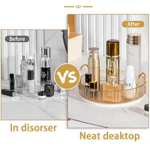 Lazy Susan Rotating Makeup Organizer for Vanity, High-Capacity Skincare Clear Make Up Storage Perfume Organizers Cosmetic Dresser Organizer Counte...