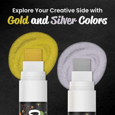 Metallic Chalk Markers (2 Pack) Liquid Chalk Pens for Blackboards, Chalkboard, Bistro Menu, Window Markers for Cars - Wet Wipe Erasable - 15mm Jum...