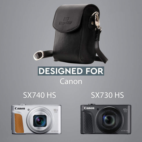 MegaGear MG1504 Canon PowerShot SX740 HS, SX730 HS Leather Camera Case with Strap - Black...