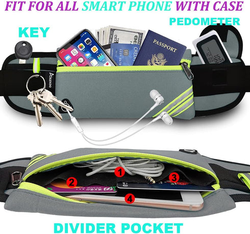 Running Belt Waist Pack Bag Fanny Pack for Phone Men Women,Thin Runners Pouch Belt for Hiking Walking Sports Cycling Traveling Money Belt,Phone Ca...