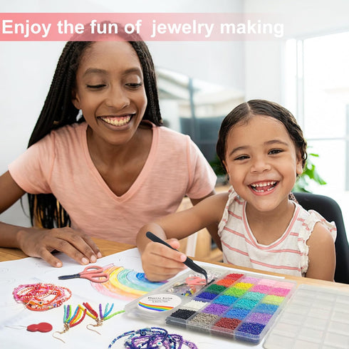 Redtwo 17000pcs 2mm Glass Seed Beads for Jewelry Making Kit, Small Beads Friendship Bracelets Making Kits, Tiny Waist Beads Kit with Letter Beads,...