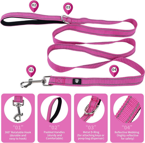 NESTROAD Reflective Dog Collar and Leash Set,Soft Neoprene Pet Collar with Quick Release Buckle,Adjustable Nylon Dog Collars for Small Medium Larg...
