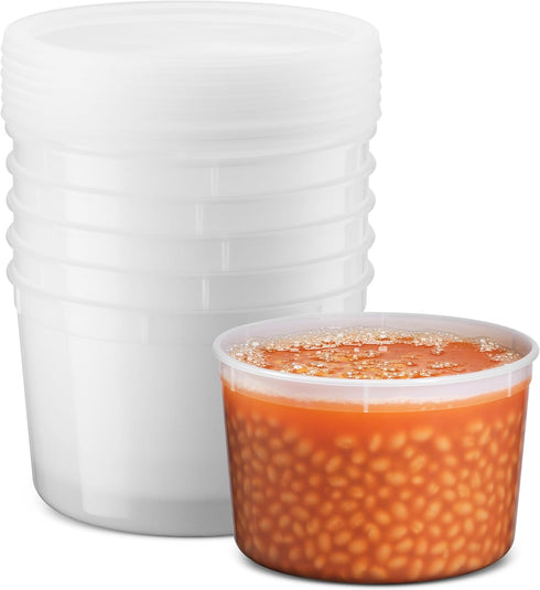 JoyServe 64 oz Food Storage Containers with Lids Pack of 6, Half Gallon Round Plastic Deli Container with Leak-Proof Lid, BPA-Free, Freezer, Dishw...