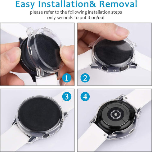 Tobfit Compatible with Samsung Galaxy Watch Active 2 Watch Case Screen Protector 44mm, Soft TPU Full Around Protective Cover for Samsung Galaxy Ac...