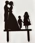 Wedding Anniversary Family Cake Topper Bride Groom couple with 2 kids (Girl & Boy (Black))...