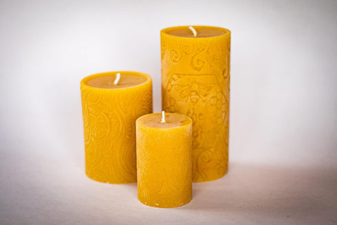 BeeTheLight Beeswax Pillar Candle - 100% Pure Bees Wax - Choose Your Size and Color - 24 Hour Burn Time - 2x3 - Unscented - Natural Light Honey Sc...