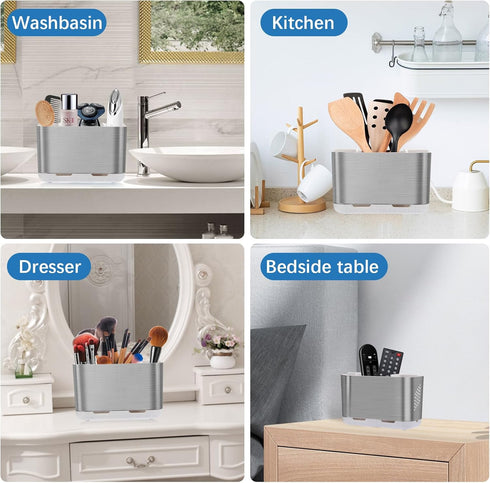 Toothbrush Holders for Bathroom Organizer Countertop, Detachable Anti-Slip Large Electric Toothbrush Holders, Brushed Nickel Toothbrush and Toothp...
