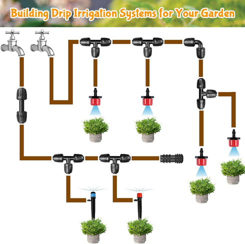 Drip Irrigation Fittings for 1/2 Inch Drip Tubing (1/2" ID x 0.65" OD)?1/2'' Drip Line Couplings Anti-drop Locked Nut Barbed Straight Coupling Con...
