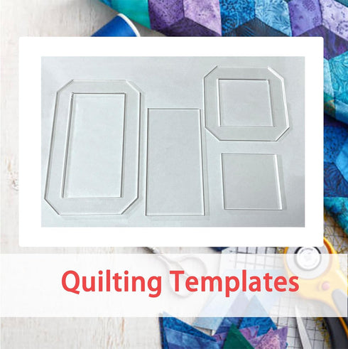 2 Sets Quilting Templates, Quilting Supplies, Sewing Templates, Quilting Rulers, 5" x 2.5" Rectangle and 2.5" Square, Quilting Templates for DIY Q...