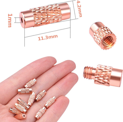 50pcs Brass Screw Twist Clasps Tube Fastener Cord End Caps for DIY Bracelet Necklace Craft Keychains Jewelry Making Handmade Decoration, Rose Gold...