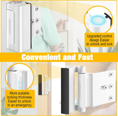 Home Security Door Lock, Upgraded Metal Door Reinforcement Lock for Childproof, 3" Withstands 800 lbs of Impact for Inward Swing Doors, Defender S...