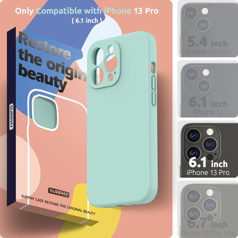 SURPHY Compatible with iPhone 13 Pro Case with Screen Protector, (Camera Protection + Soft Microfiber Lining) Liquid Silicone Phone Case 6.1 inch ...